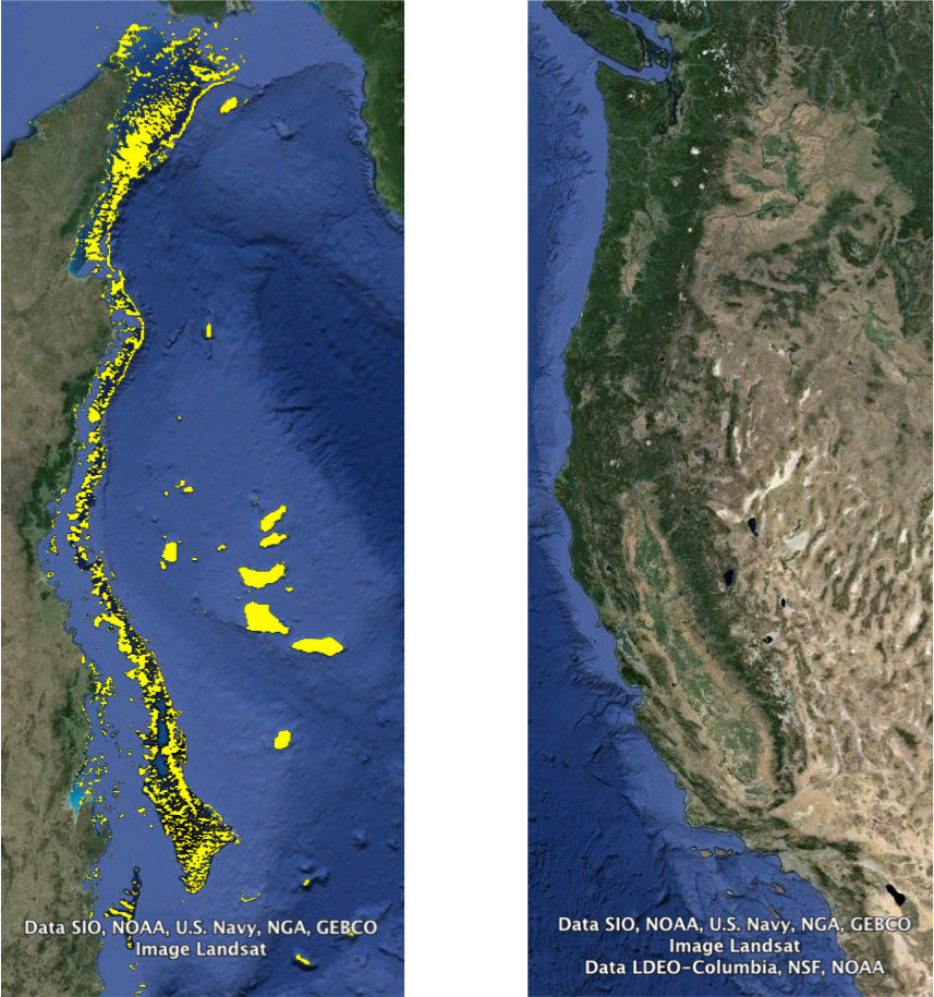 Great Barrier Reef and US Coast