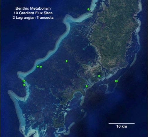 Map of benthic metabolism survey sites in Palau