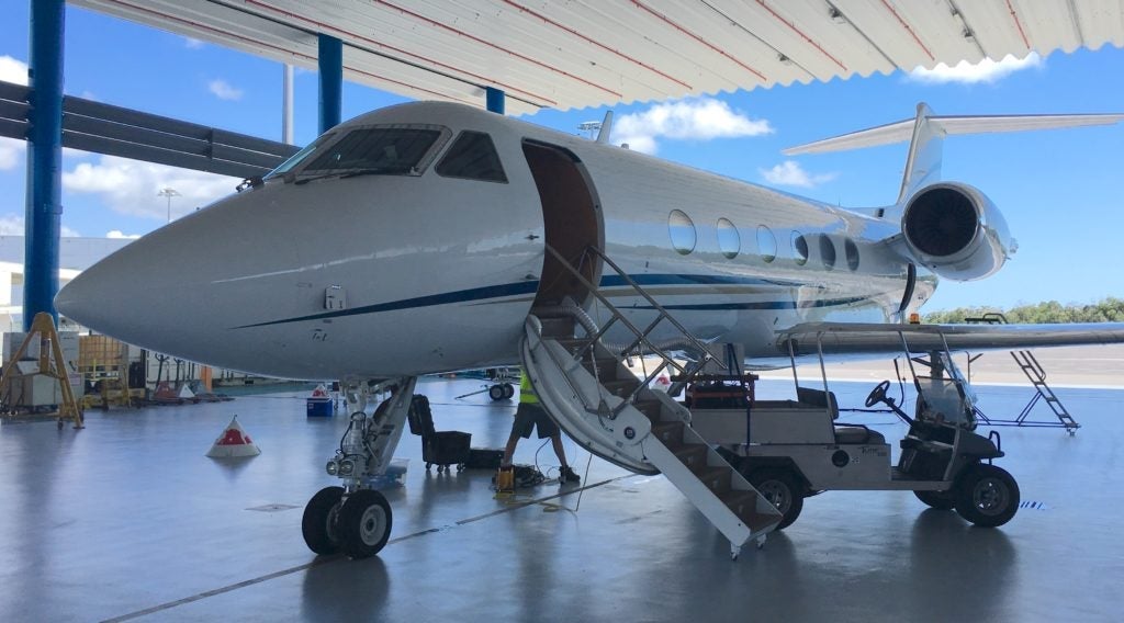 The G4 airplane in the hangar